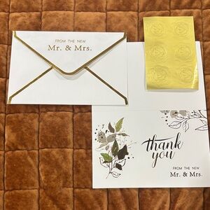 Thank You Card Set with Gold Accents